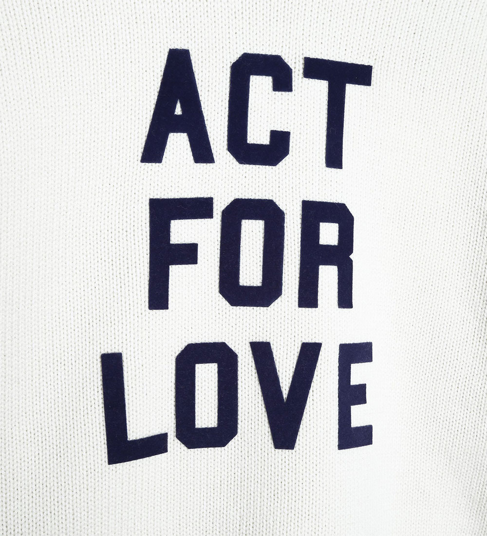 Zadig & Voltaire Bluse - Uld - Ivory m. Tekst/Knapper