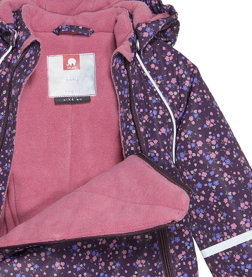 CeLaVi Flyverdragt - Plum Perfect m. Blomster