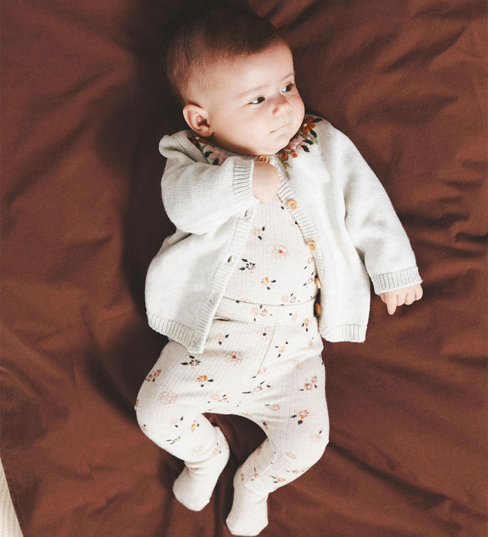 Name It Leggings - Rib - NbfOsha - Peyote Melange m. Blomster
