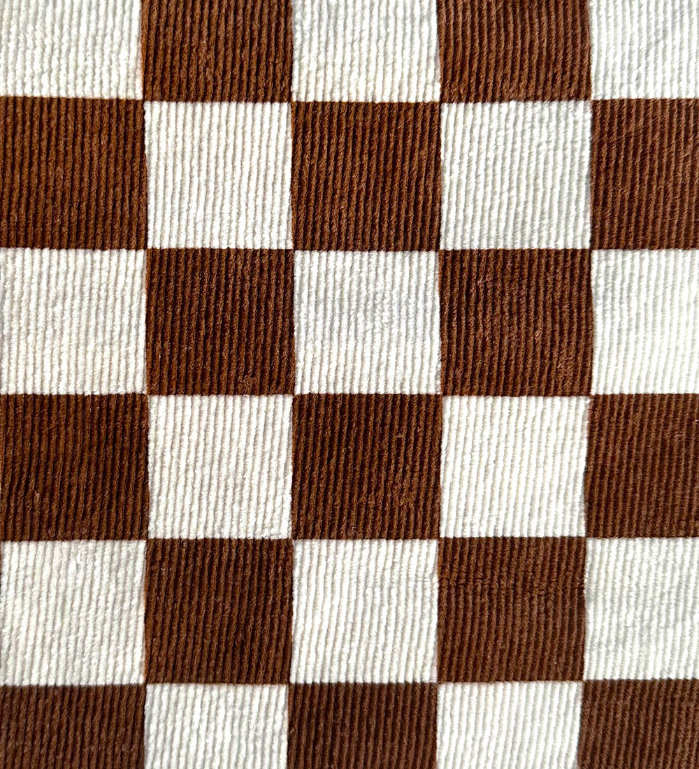 Monsieur Mini Bøllehat - Fløjl - Check Offwhite/Ginger