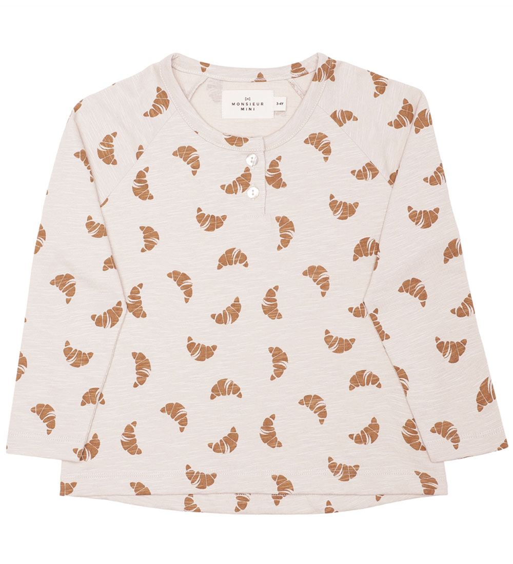 Monsieur Mini Bluse - Off White m. Croissanter