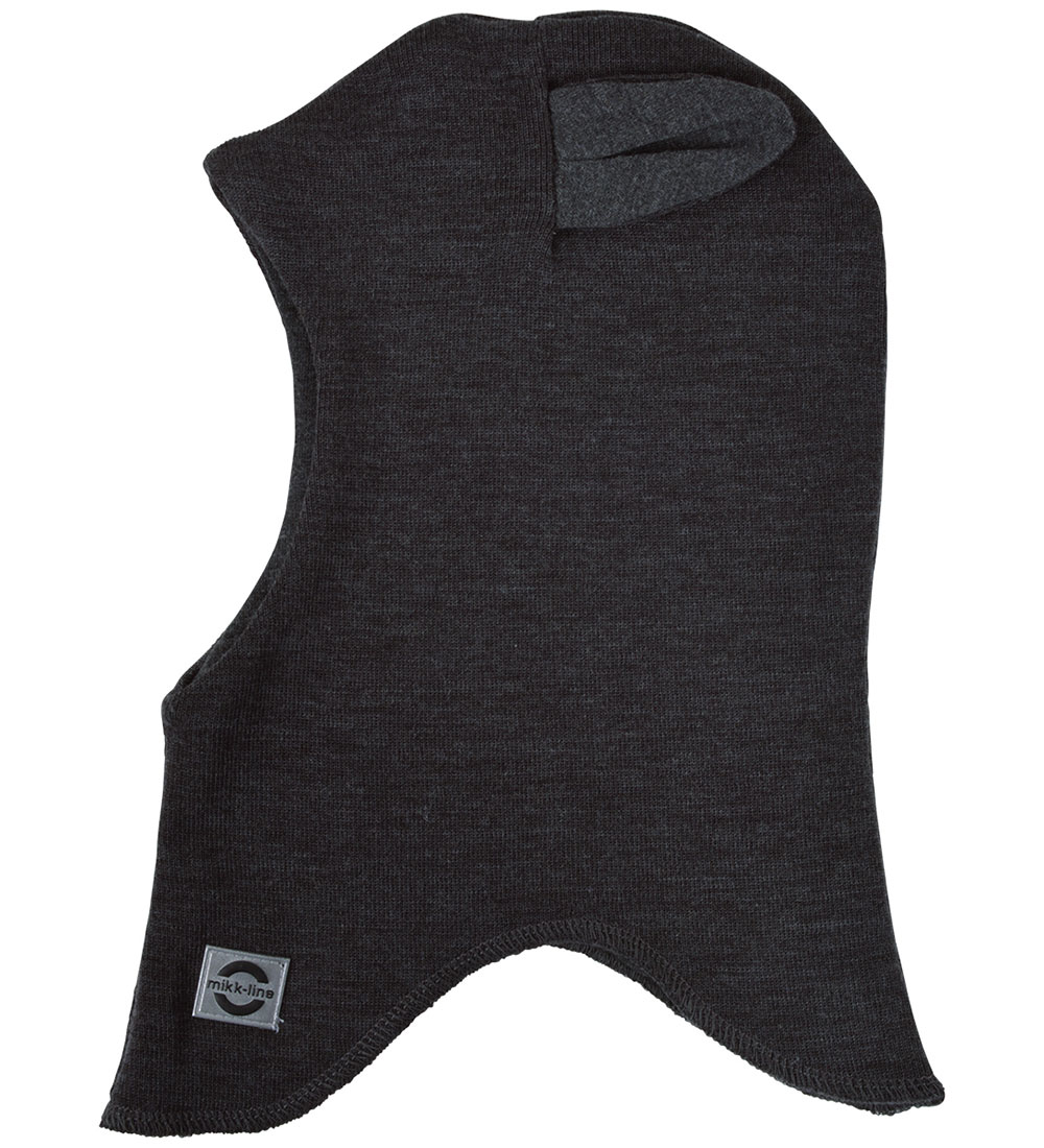 Mikk-Line Elefanthue m. Ører - Uld/Akryl - 2-lags - Dark Grey Me