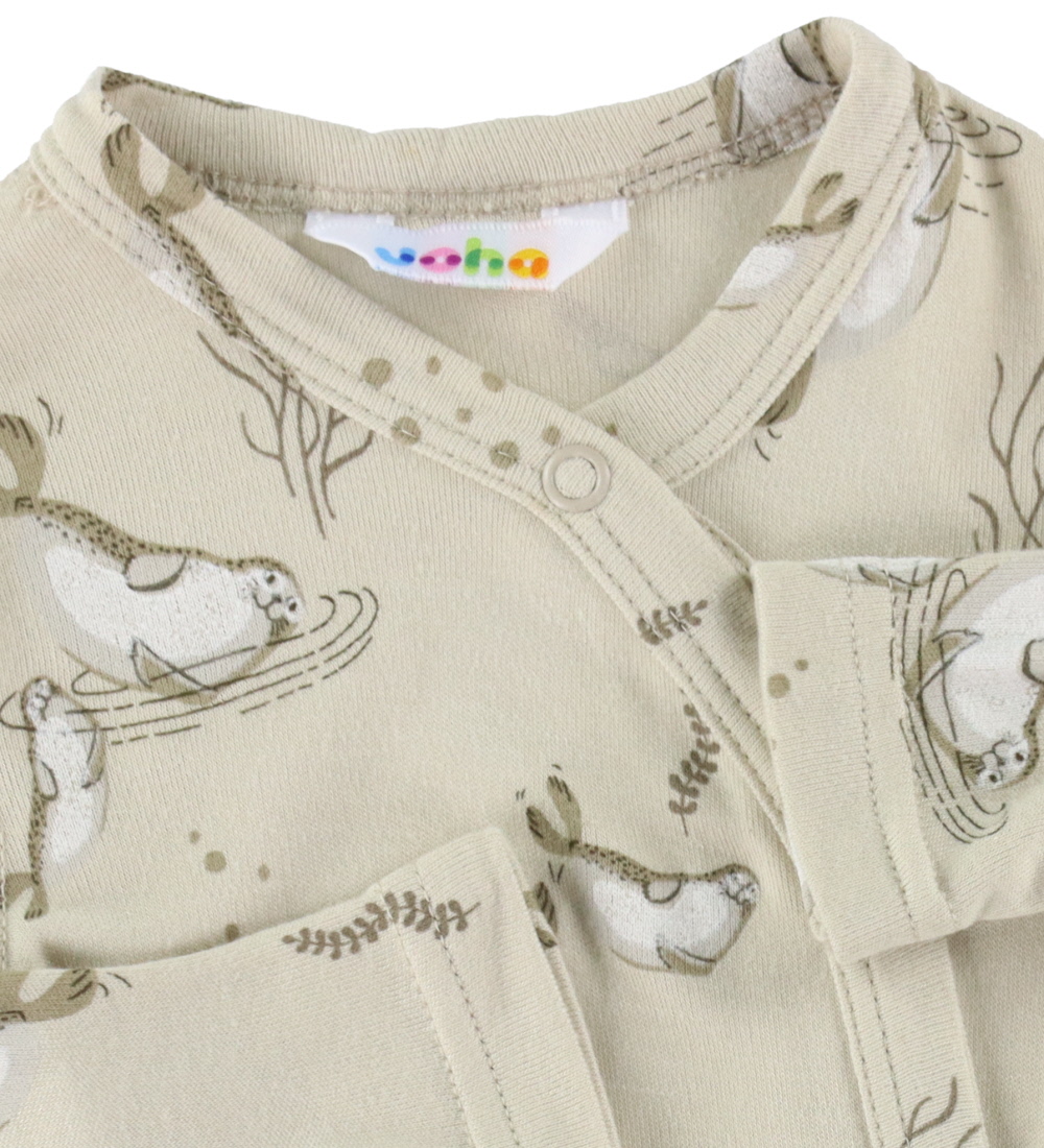 Joha Slå-om Body l/æ - Bambus - Beige Aop