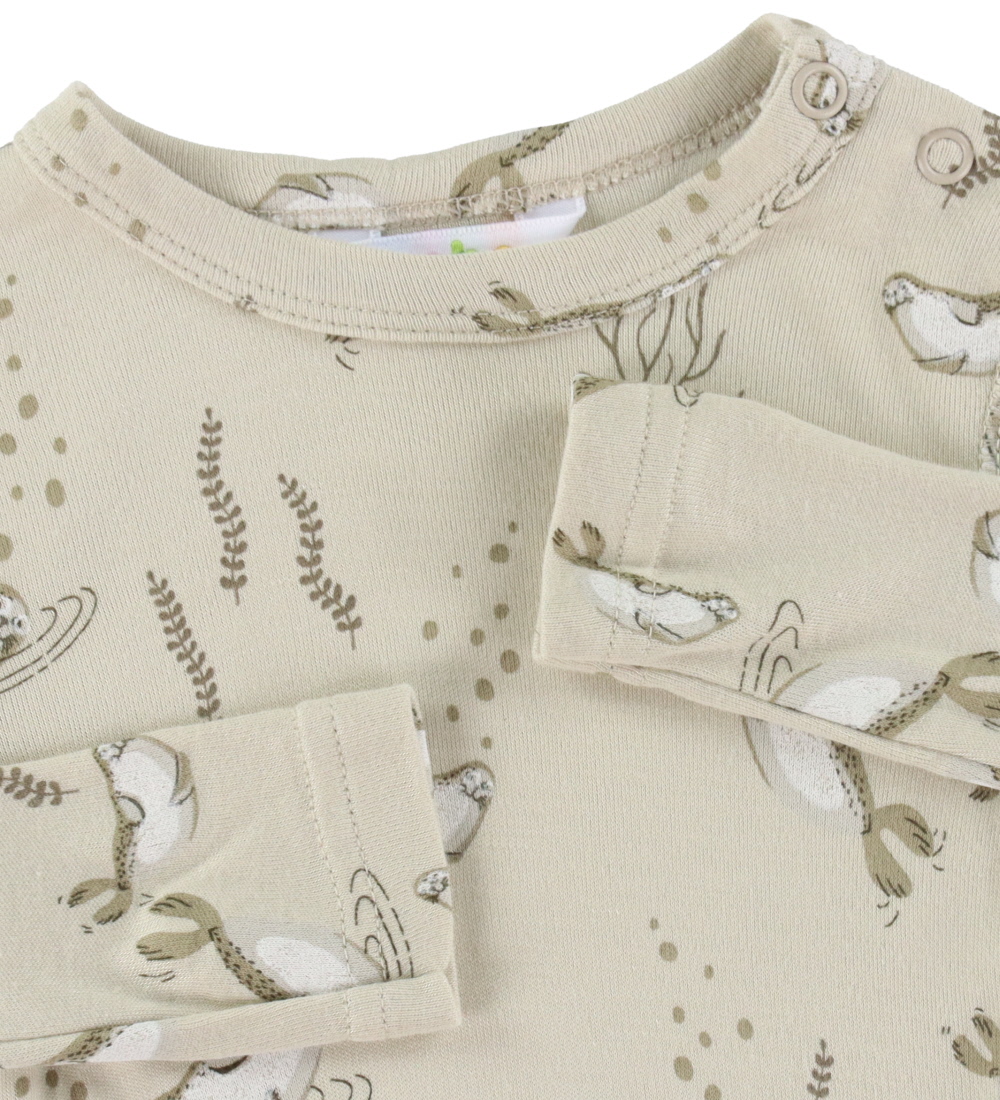 Joha Bluse - Bambus - Beige Aop