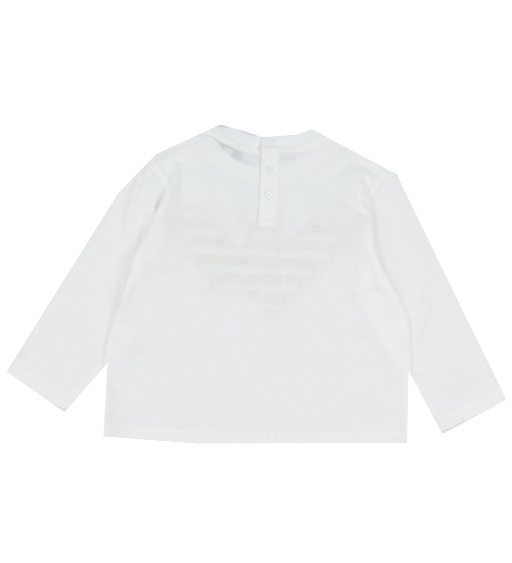 Emporio Armani Bluse - Hvid/Beige m. Logo