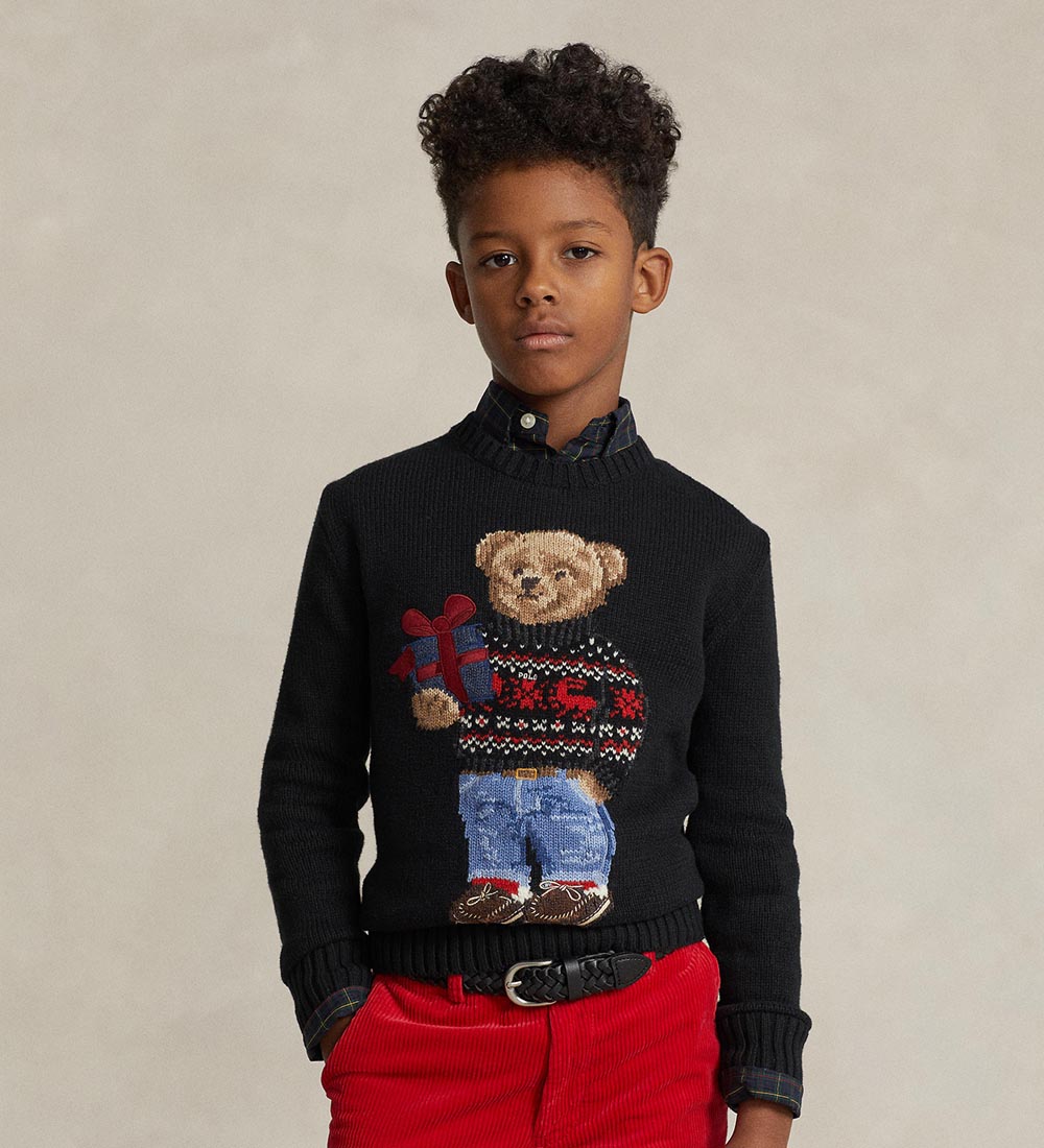Polo Ralph Lauren Bluse - Strik - Holiday - Sort m. Bamse