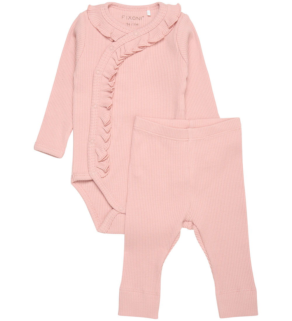 Fixoni Sæt - Leggings/Body l/æ - Rib - Misty Rose