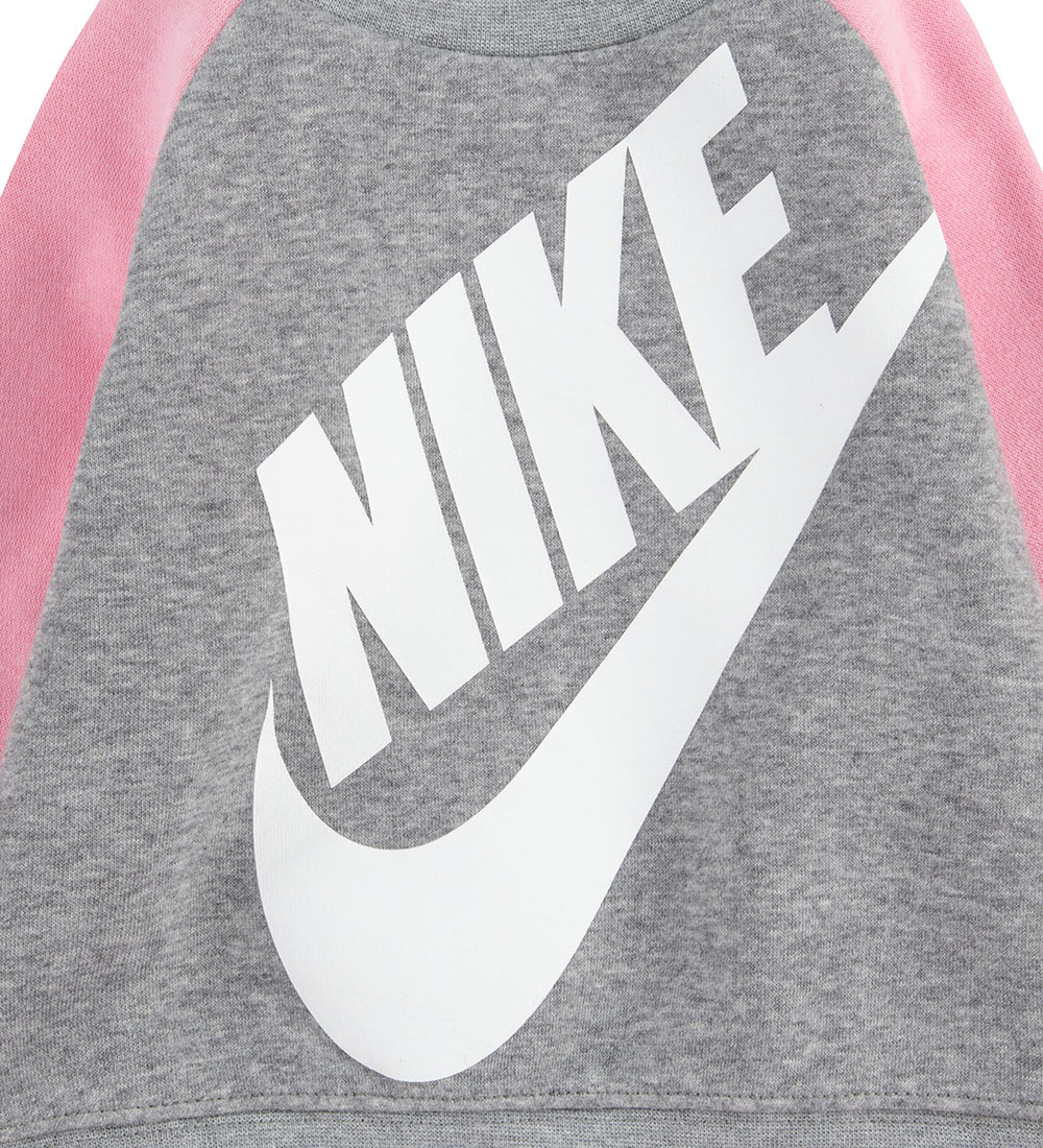 Nike Sweatsæt - Gråmeleret/Rosa m. Hvid