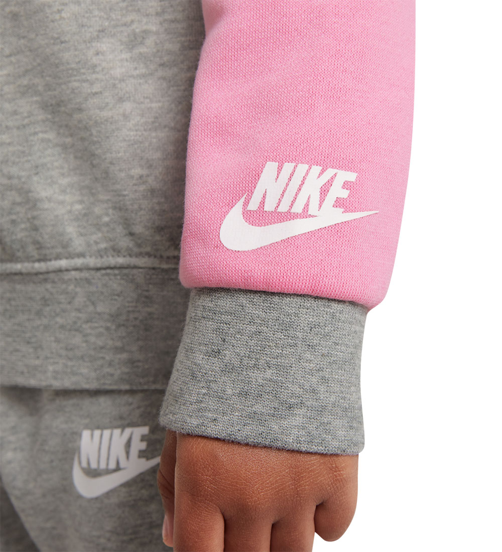 Nike Sweatsæt - Gråmeleret/Rosa m. Hvid