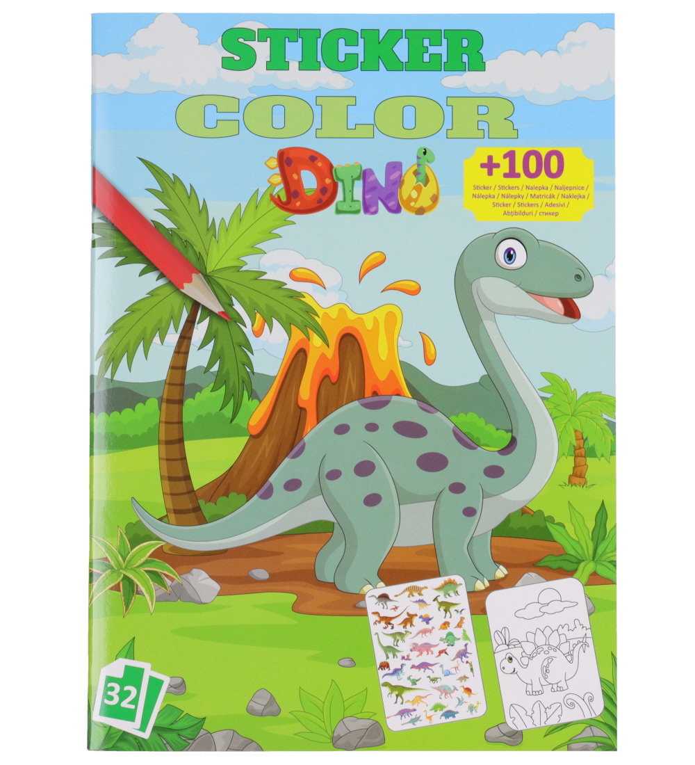 Megastar Malebog m. Klistermærker - 32 Sider - Dinosaurer