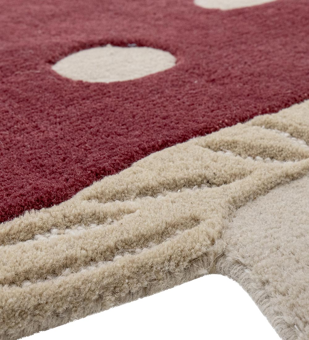 Bloomingville Mini Gulvtæppe - Uld - 90x85 cm - Mushroom - Rød