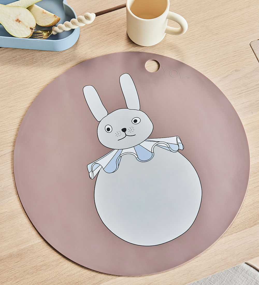 OYOY Dækkeserviet - Silikone - Rabbit Pompom - Clay