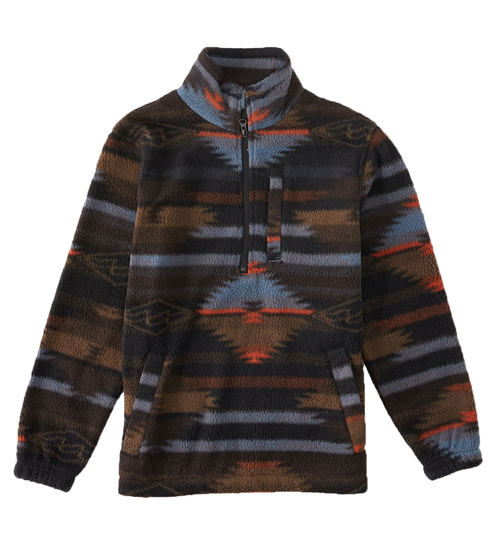 Billabong Fleecetrøje - Boundary Mock Neck - Sort/Blå/Rød