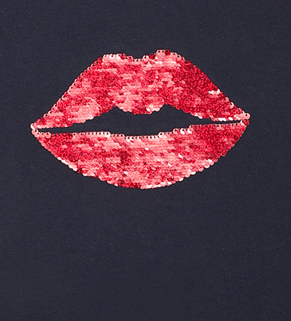 The New T-Shirt - TnLips - Navy Blazer m. Pailletter
