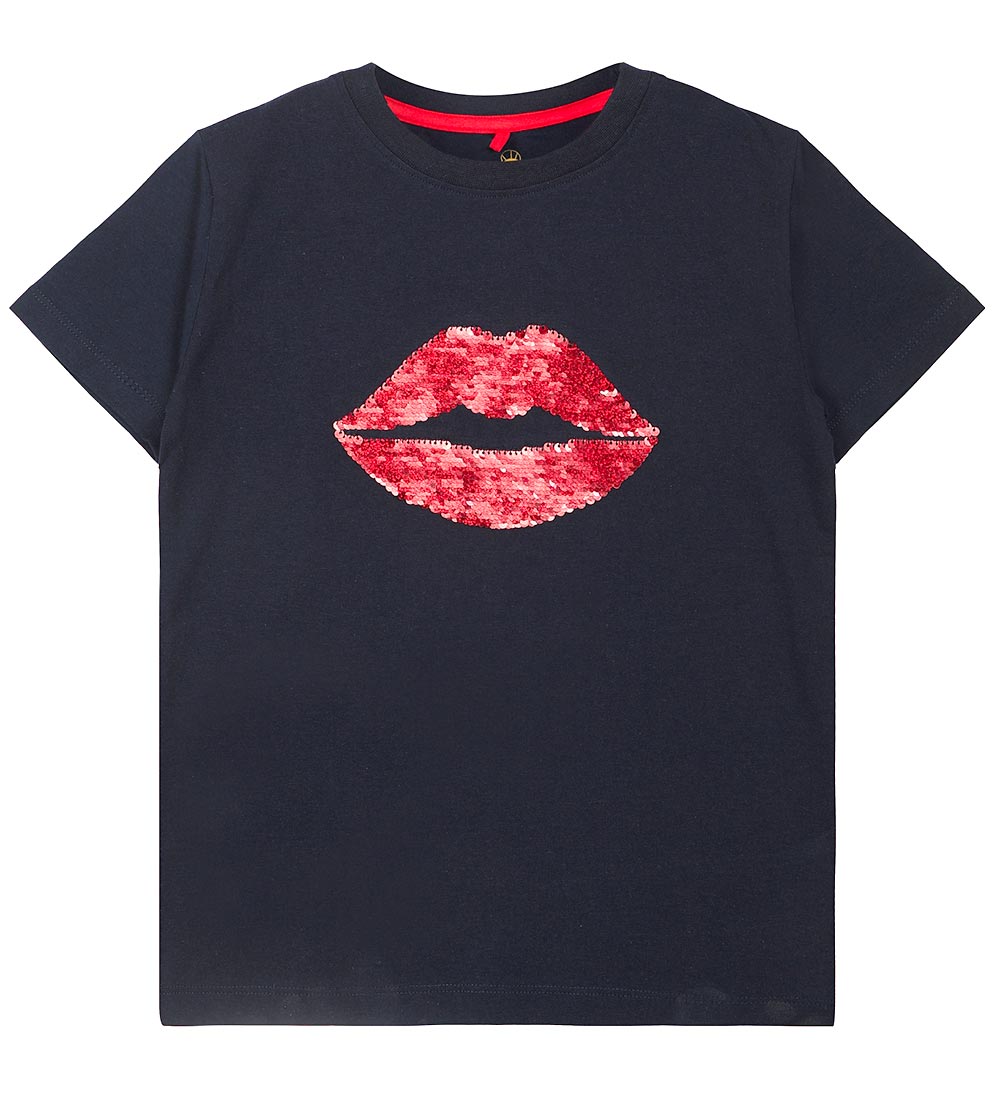 The New T-Shirt - TnLips - Navy Blazer m. Pailletter
