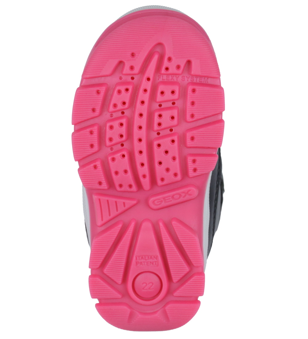 Geox Vinterstøvler m. Lys - Tex - Flanfil - Sort/pink m. Blomst/