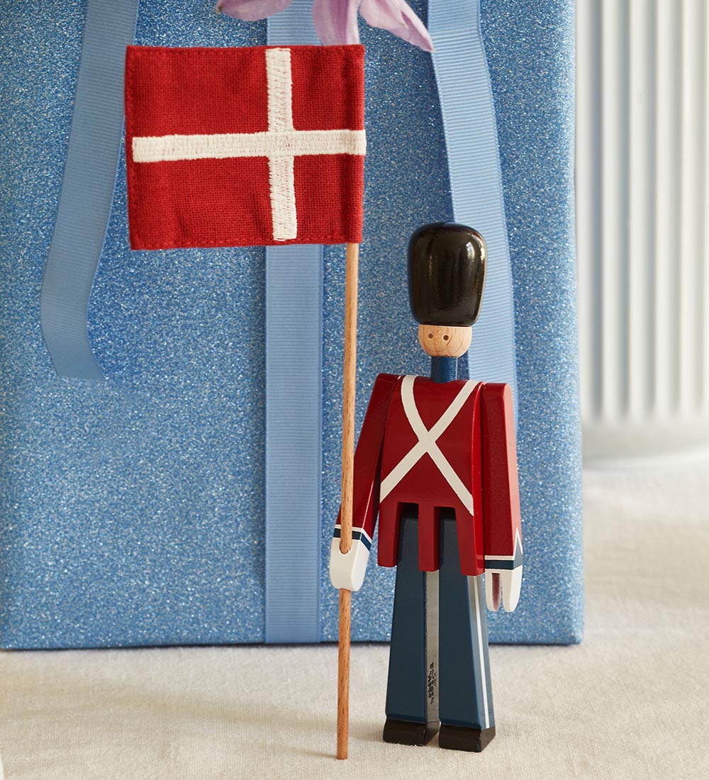 Kay Bojesen Træfigur - Fanebærer - 14 cm - Mini - Rød/Blå