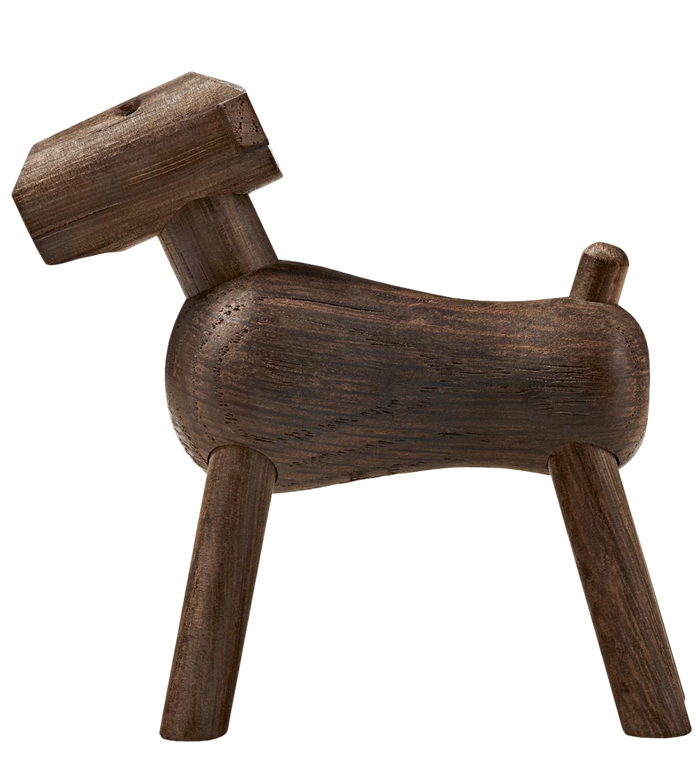 Kay Bojesen træfigur - Hund Tim - 8 cm - Røget Eg