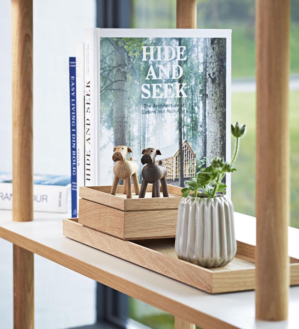 Kay Bojesen træfigur - Hund Tim - 8 cm - Røget Eg
