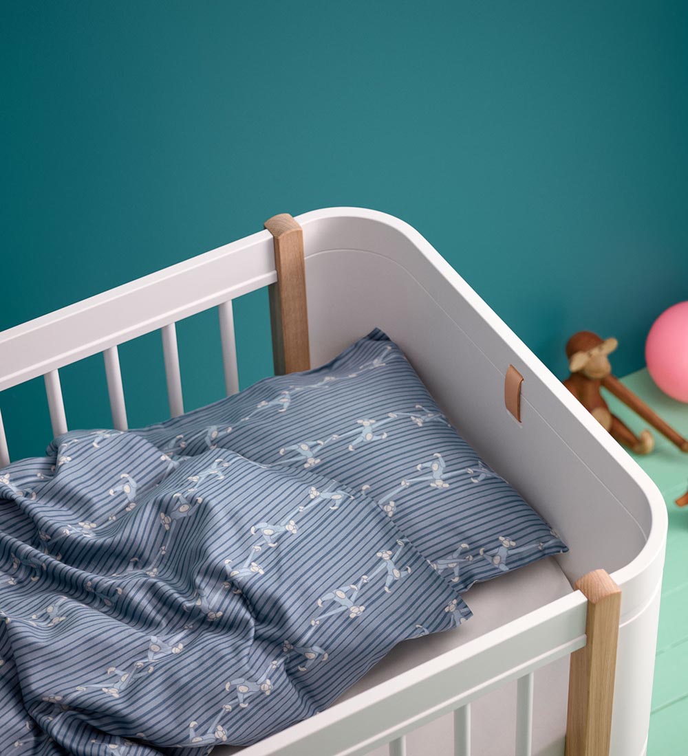 Kay Bojesen Sengetøj - Baby - Blå m. Aber