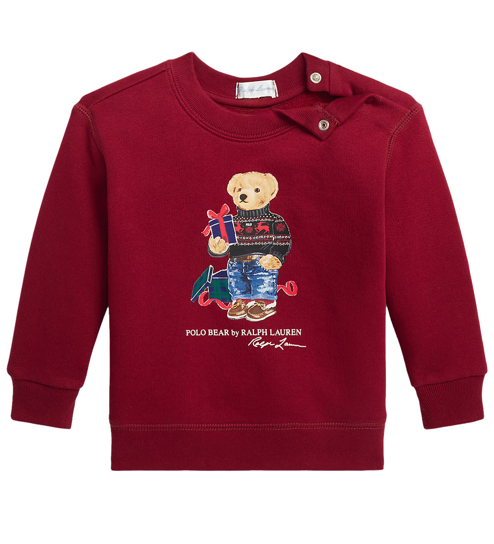 Polo Ralph Lauren Sweatshirt - Holiday - Rød m. Bamse