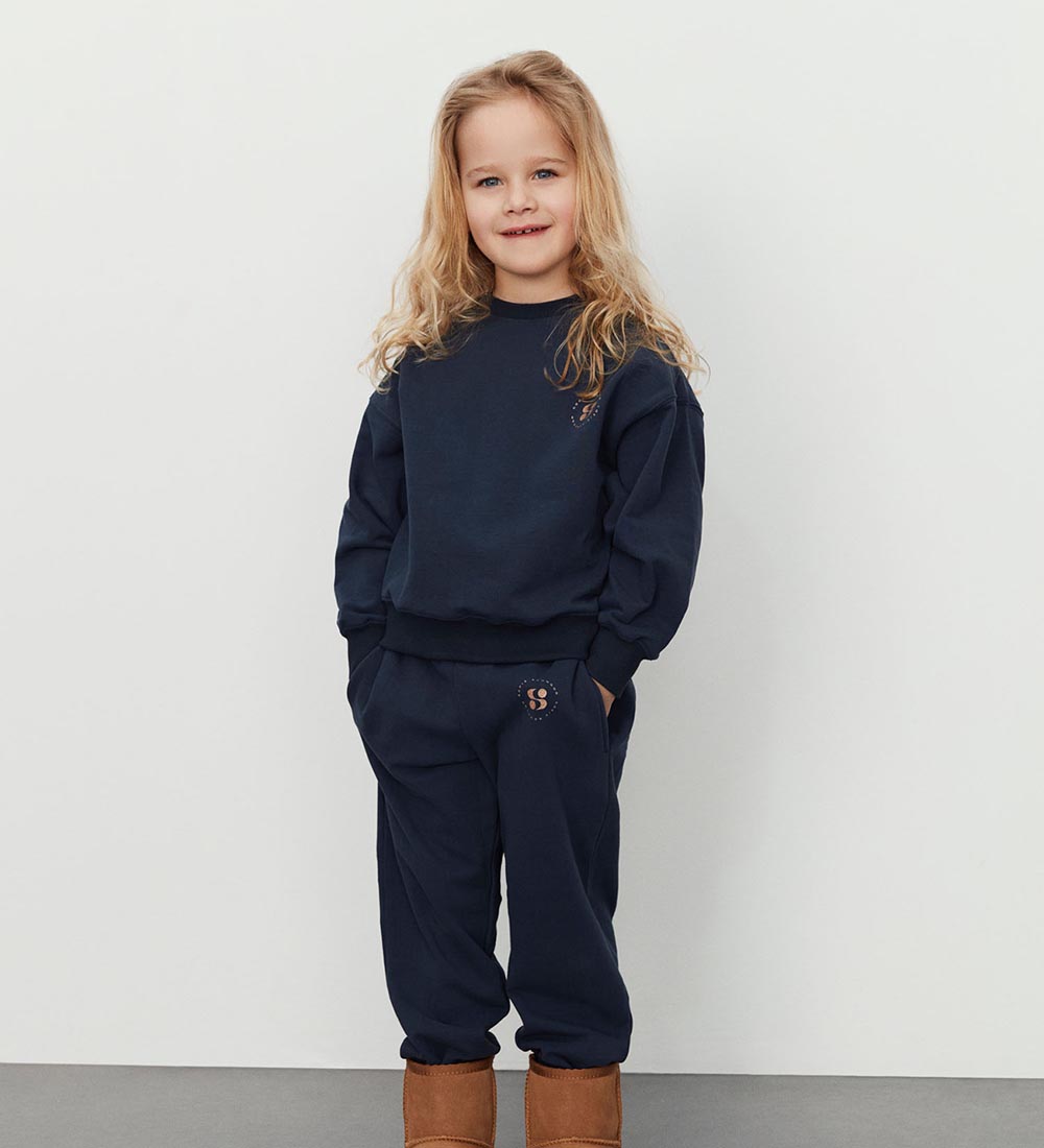Petit by Sofie Schnoor Sweatshirt - Dark Blue m. Guldglitter
