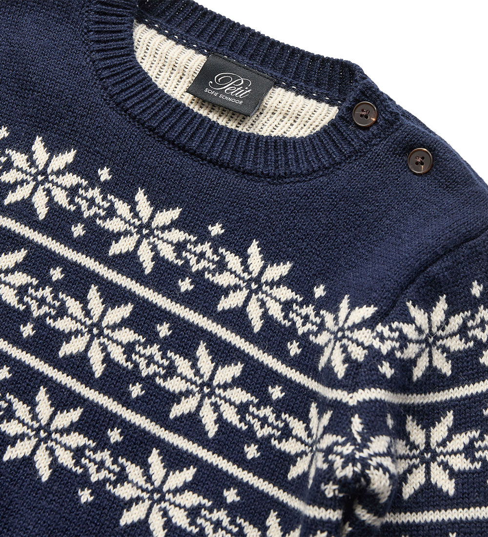 Petit by Sofie Schnoor Bluse - Strik - Dark Blue m. Mønster