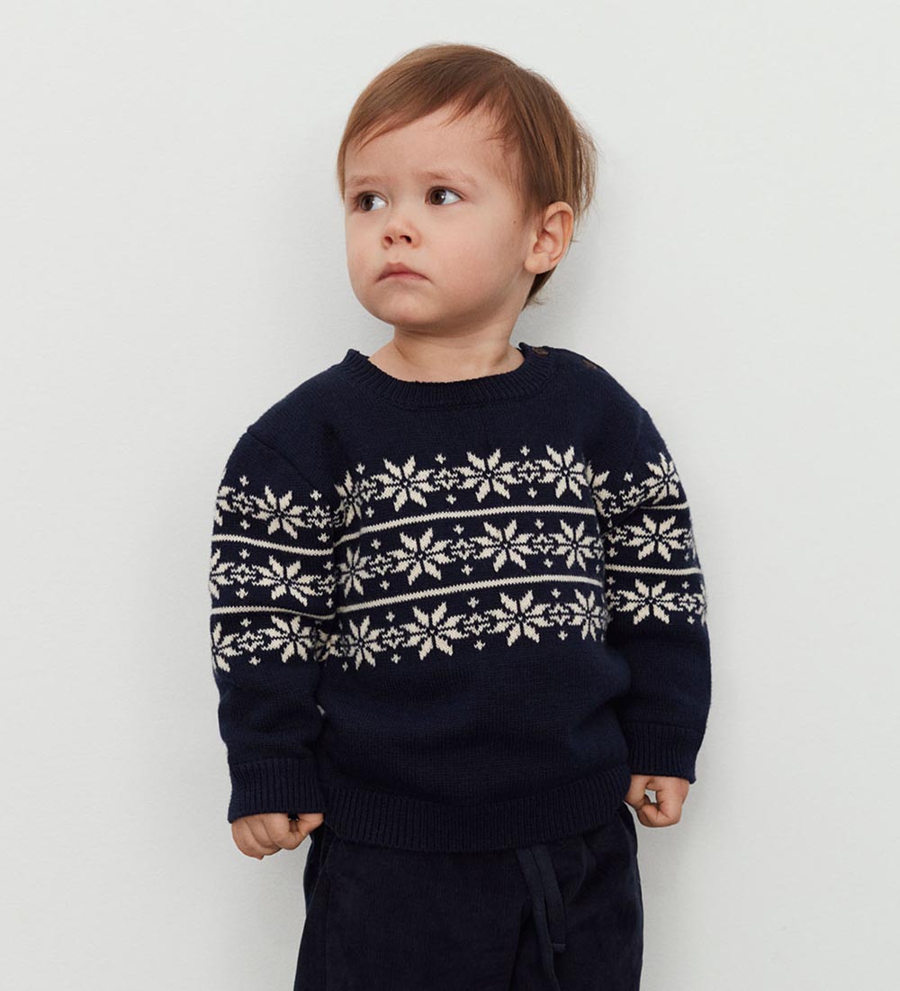Petit by Sofie Schnoor Bluse - Strik - Dark Blue m. Mønster