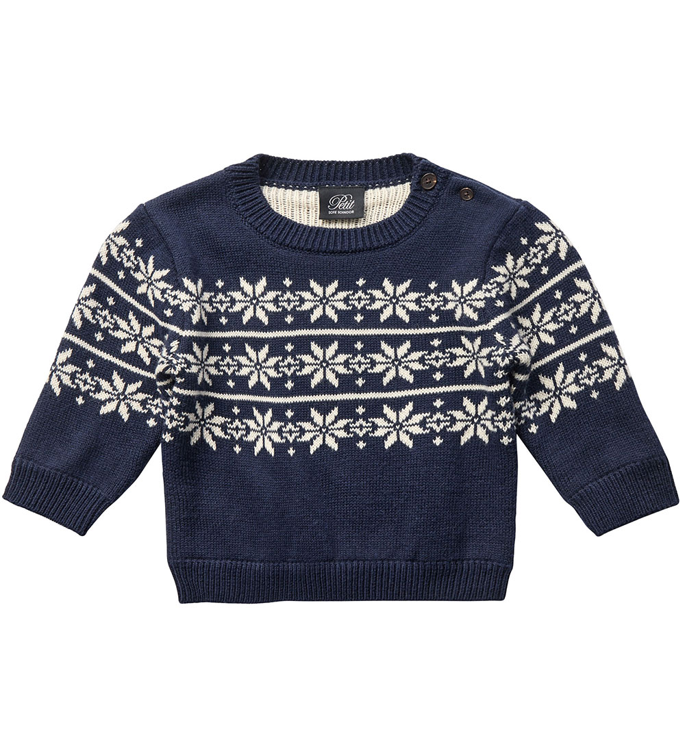 Petit by Sofie Schnoor Bluse - Strik - Dark Blue m. Mønster