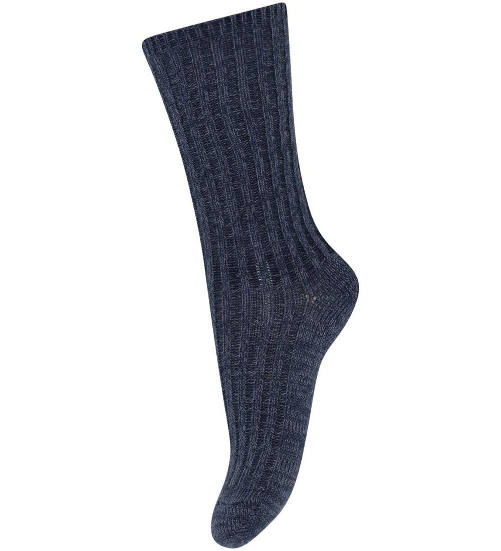 MP Strømper - Uld - Rib - Dark Denim Melange