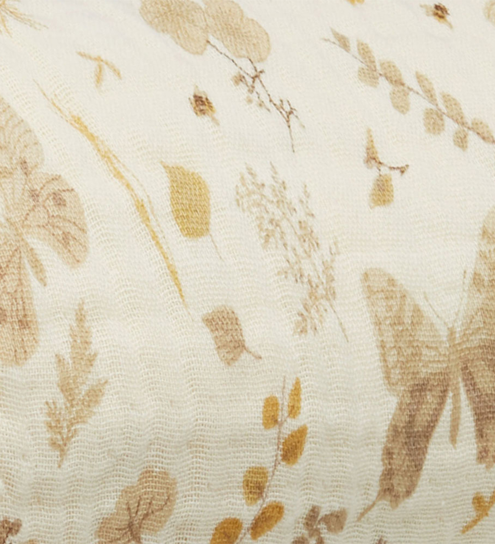 Cam Cam Tæppe - 100x100 cm - Beige m. Blade/Sommerfugle