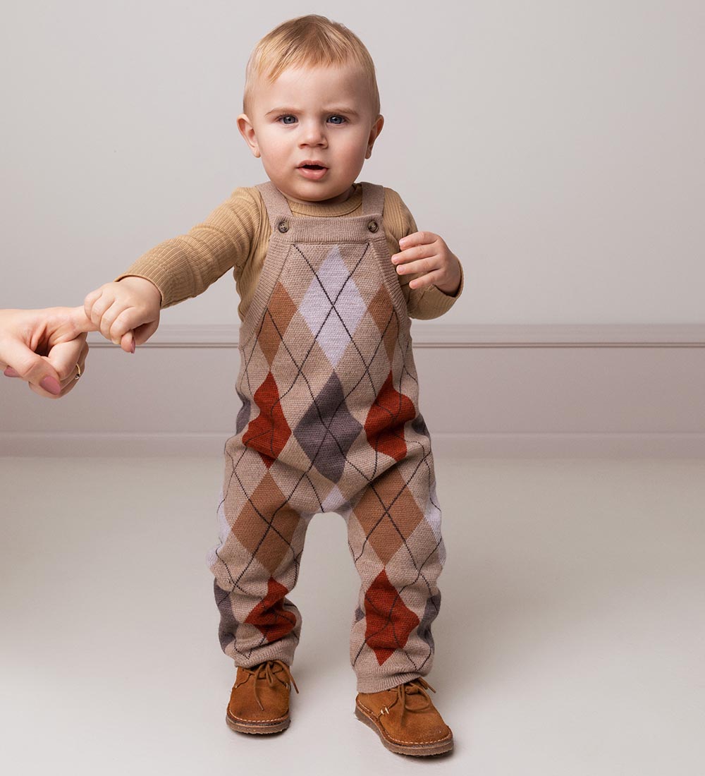 MarMar Smækbukser - Strik - Uld - Rui - Dark Beige Argyle