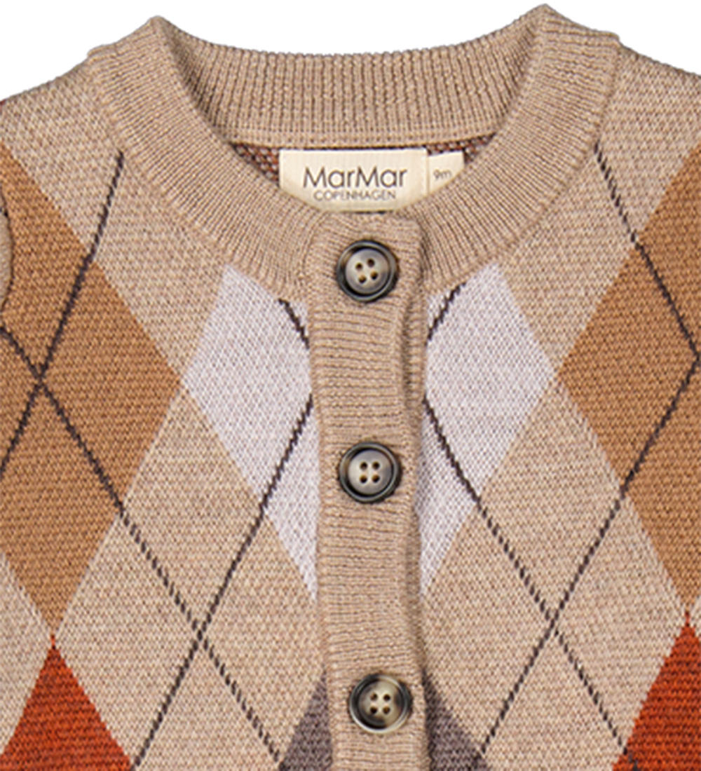 MarMar Cardigan - Strik - Uld - Tepe - Dark Beige Argyle