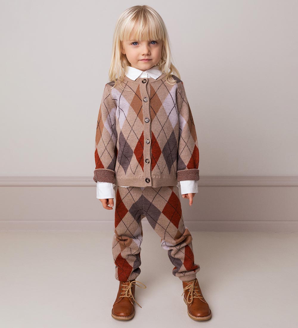 MarMar Cardigan - Strik - Uld - Tepe - Dark Beige Argyle