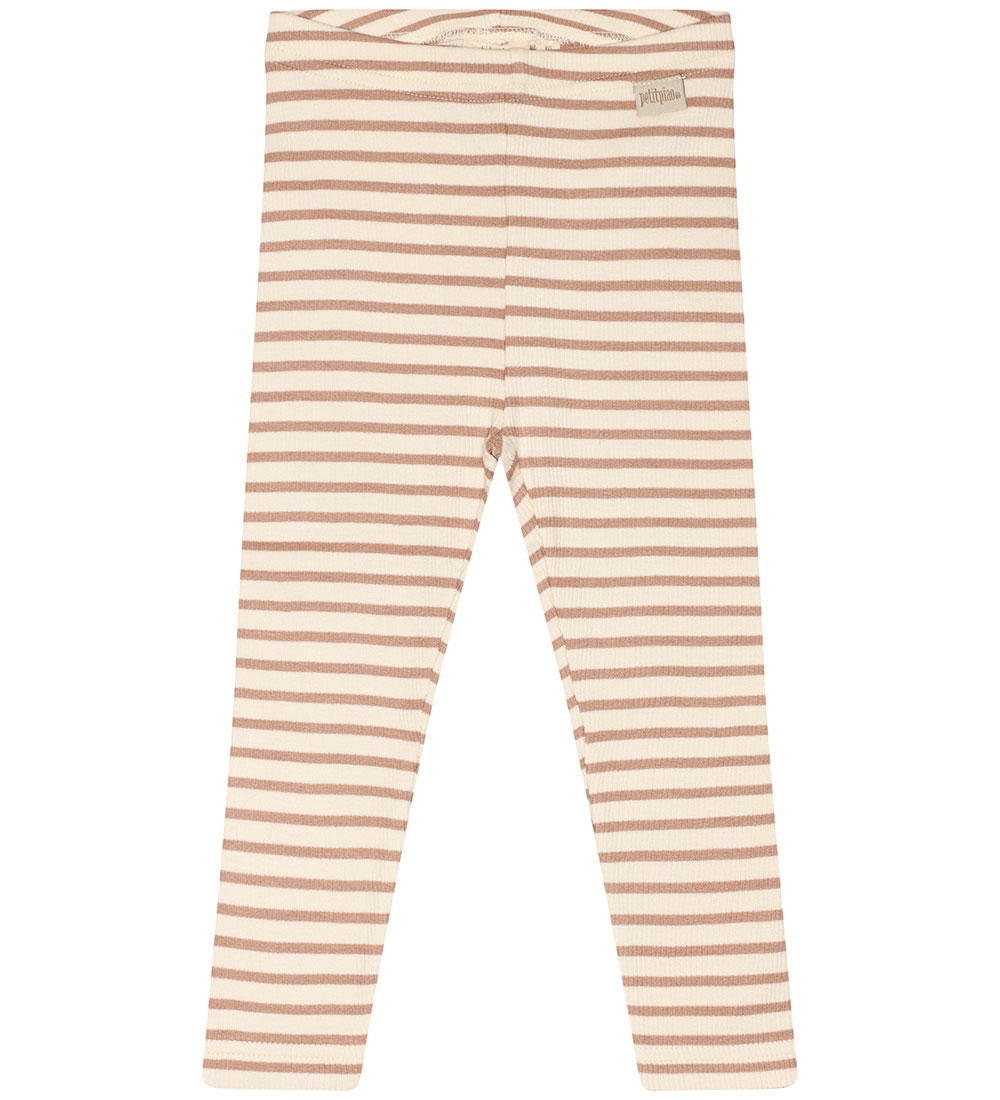 Petit Piao Leggings - Modal - Rib - Cafe Rose/Off White