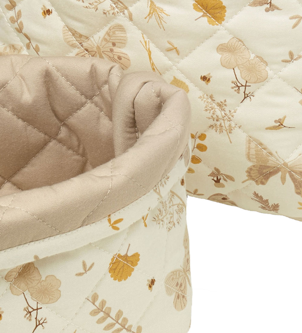 Cam Cam Opbevaringskurve - 2-pak - Beige m. Blade/Sommerfugle