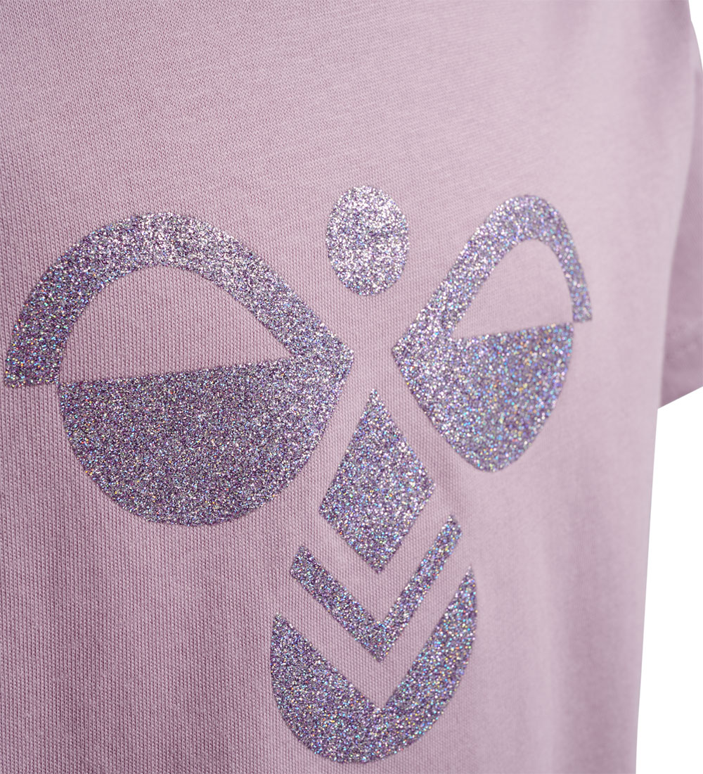 Hummel T-shirt - Cropped - hmlLuna - Lavender Mist m. Glimmer