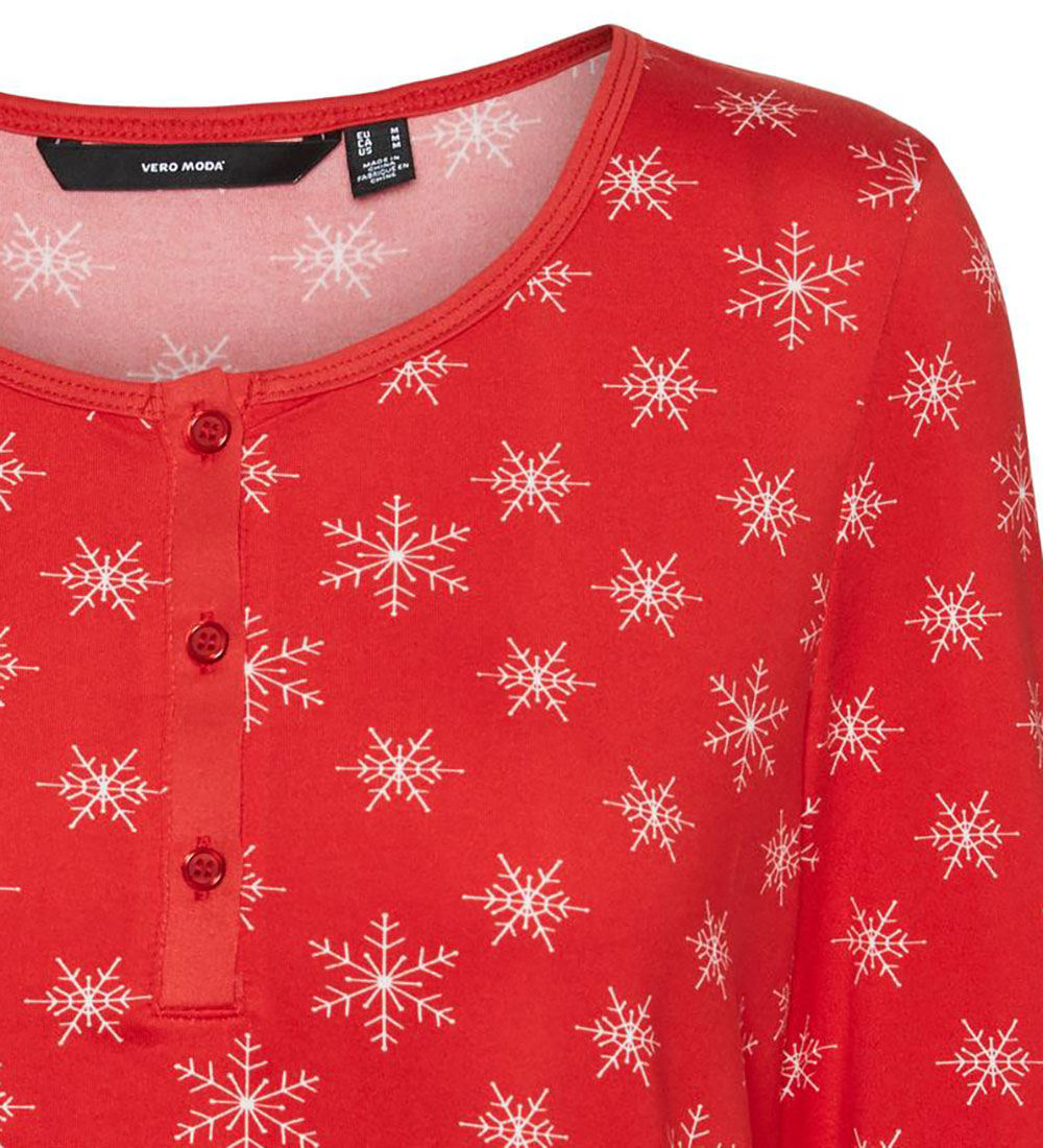 Vero Moda Girl Bluse - VmXmas - High Risk Red/White Snowflakes