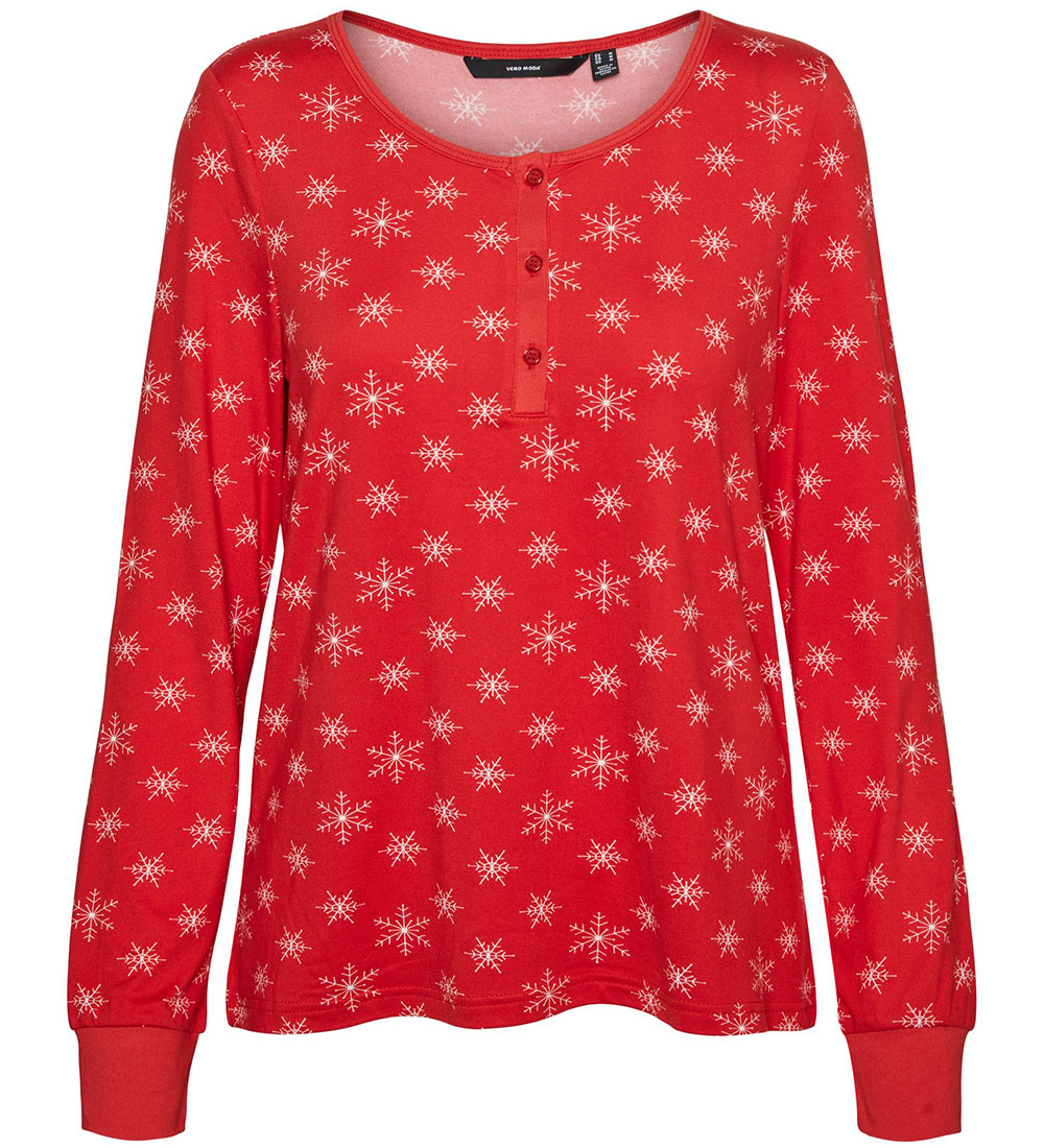 Vero Moda Girl Bluse - VmXmas - High Risk Red/White Snowflakes