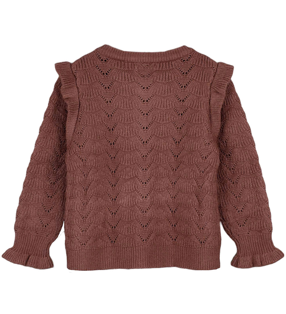 Fliink Cardigan - Strik - Viskose - Benna Ruffle - Carob Brown