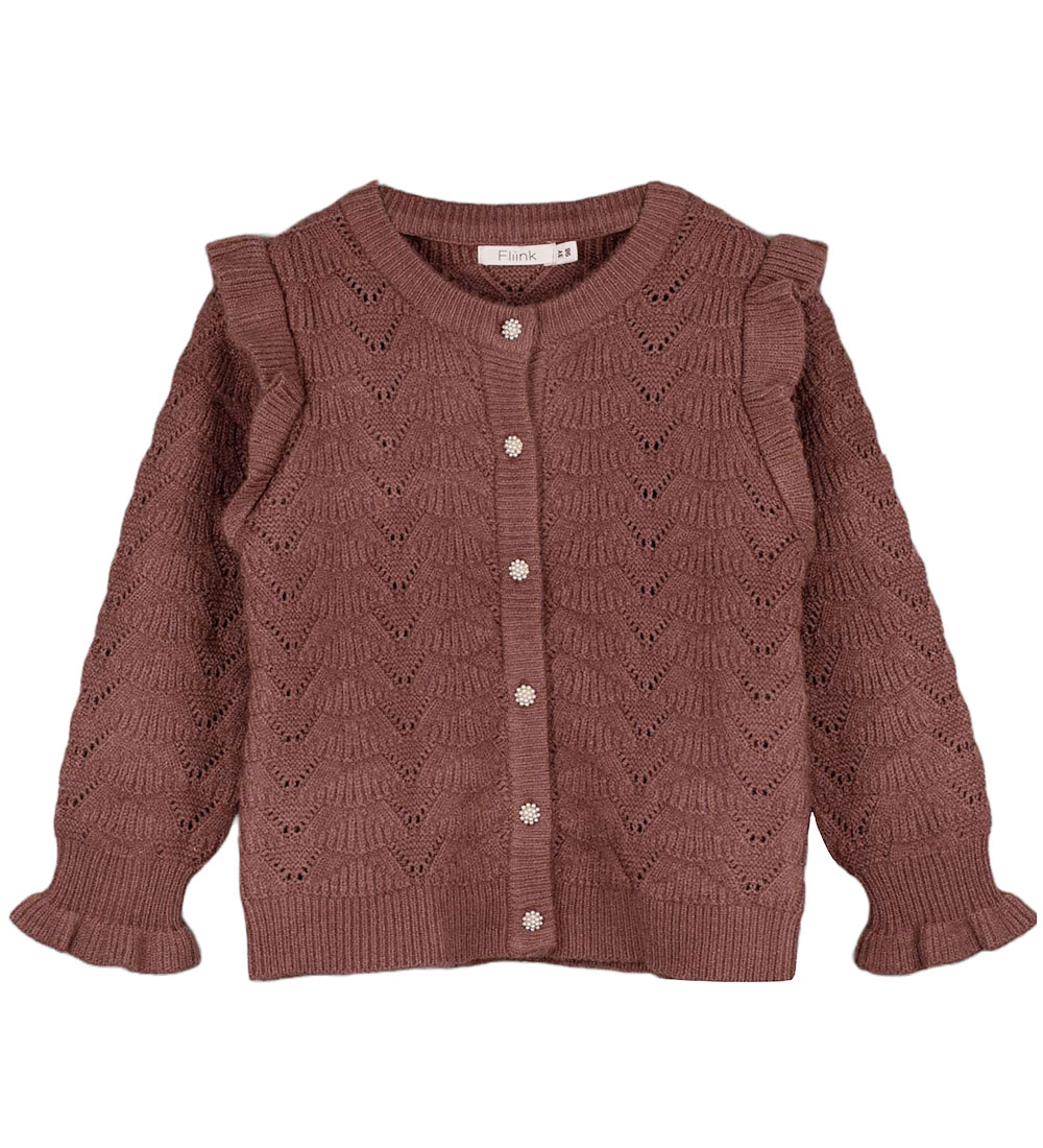Fliink Cardigan - Strik - Viskose - Benna Ruffle - Carob Brown
