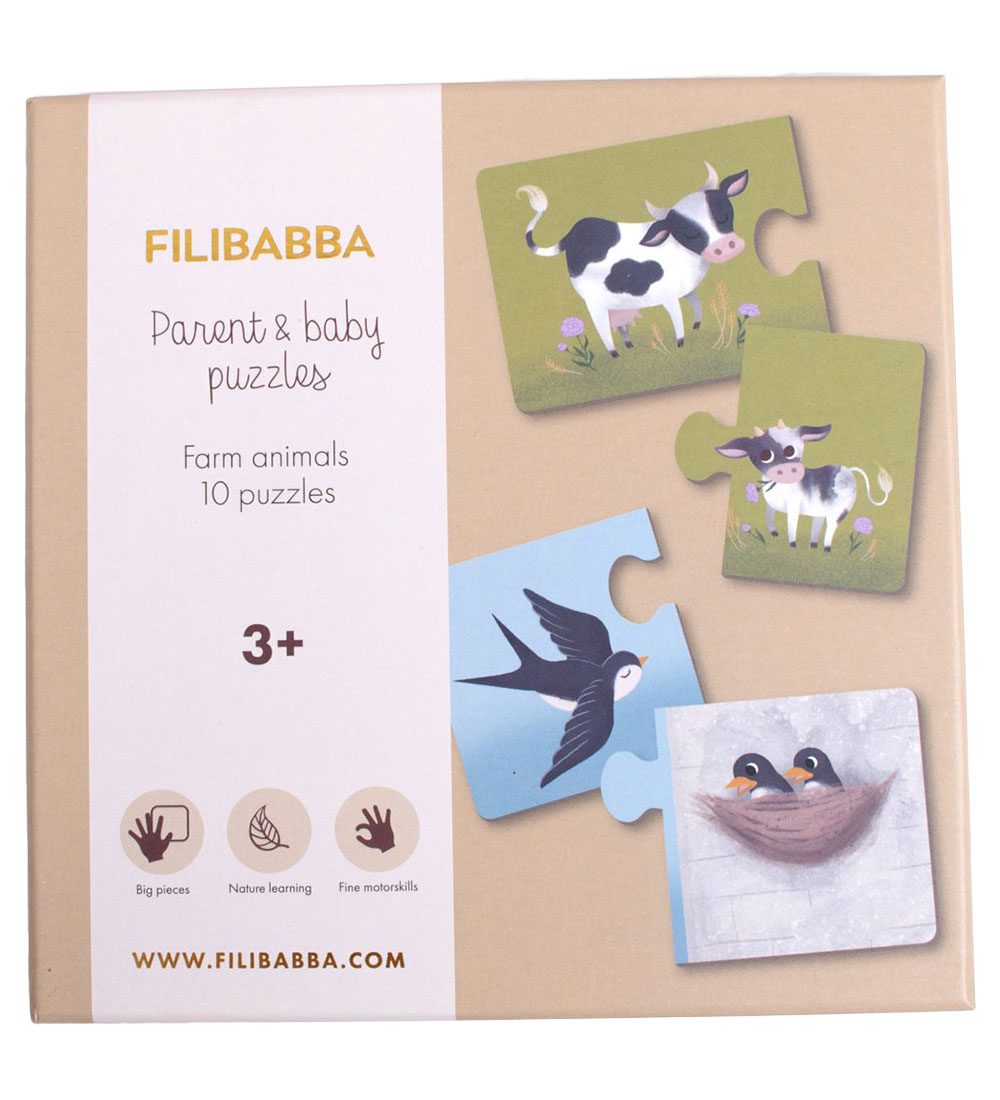 Filibabba Puslespil - 10x2 Brikker - Bondegårdsdyr
