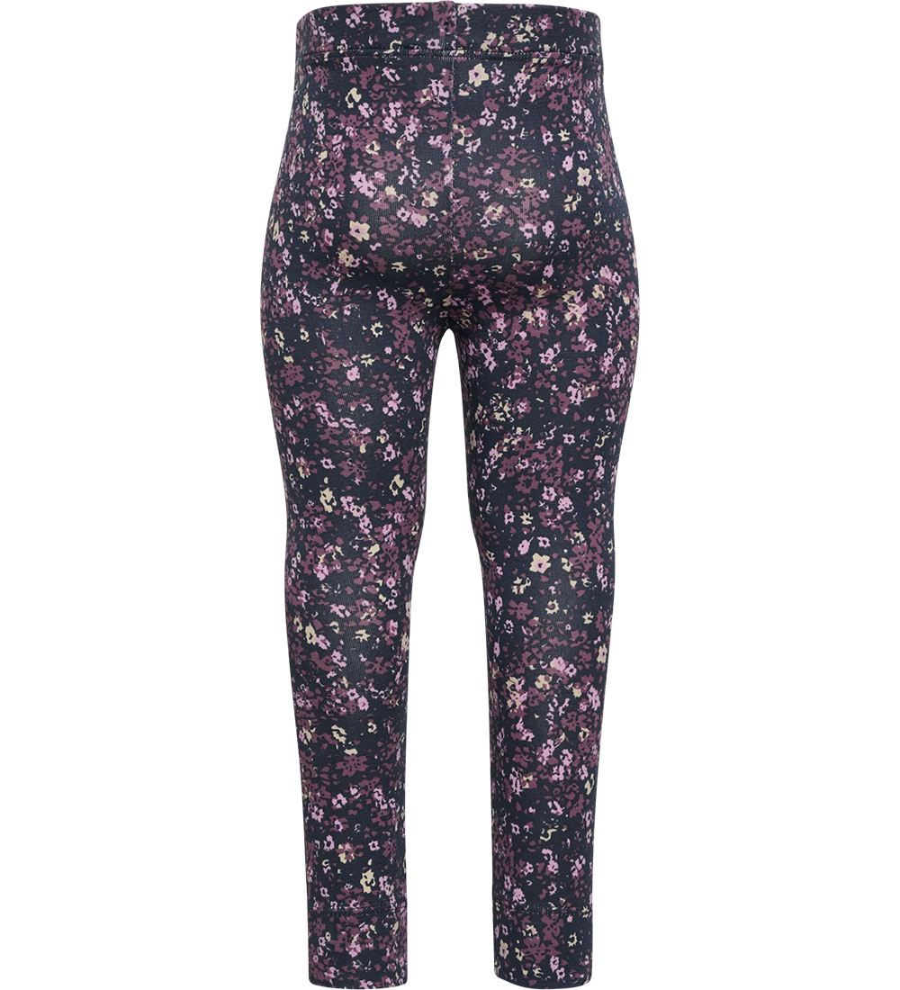 Hummel Leggings - hmlFloa - Ombra Blue/Lilla m. Blomster