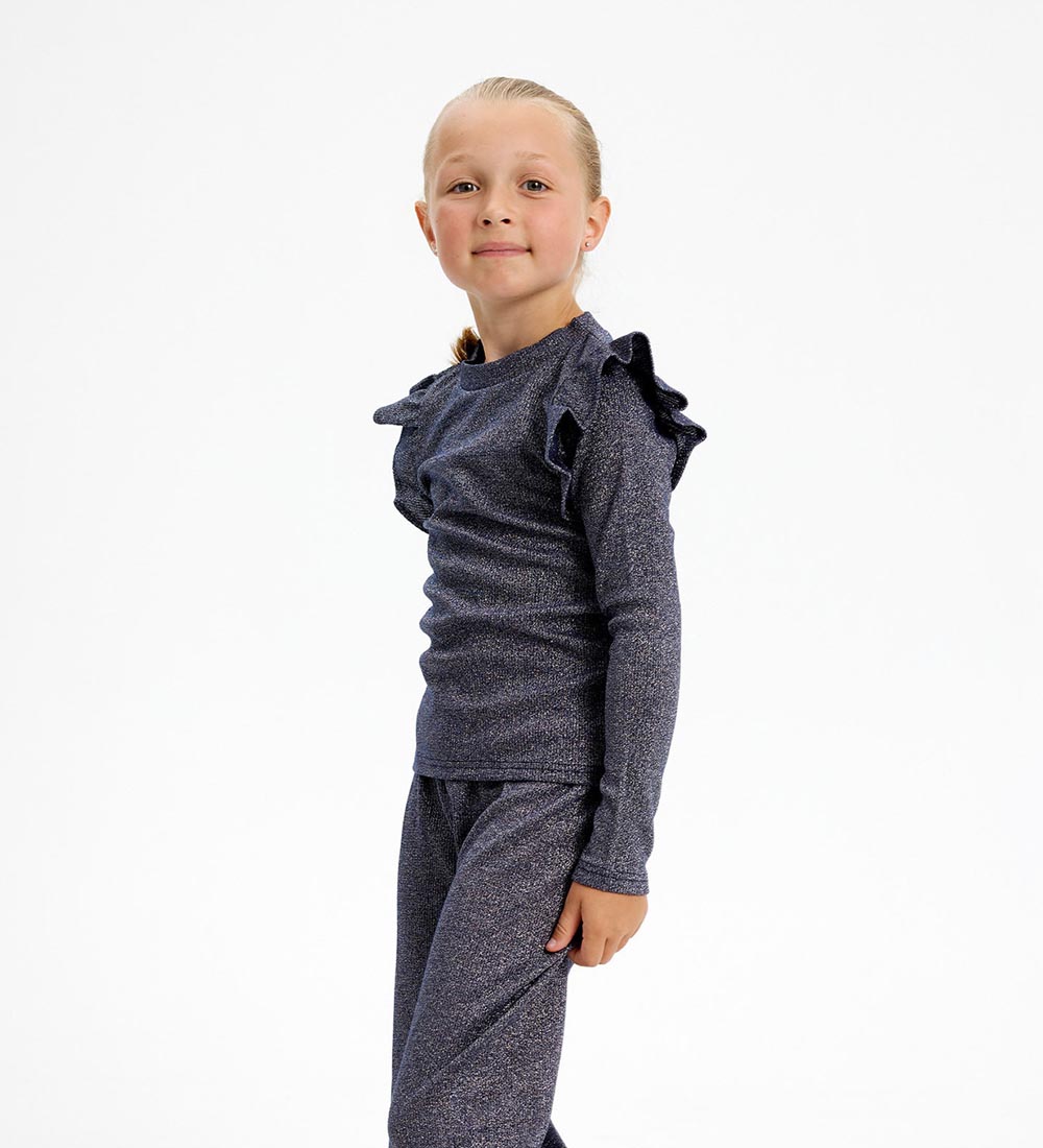 The New Bluse - TnFarah - Navy Blazer m. Sølvglimmer