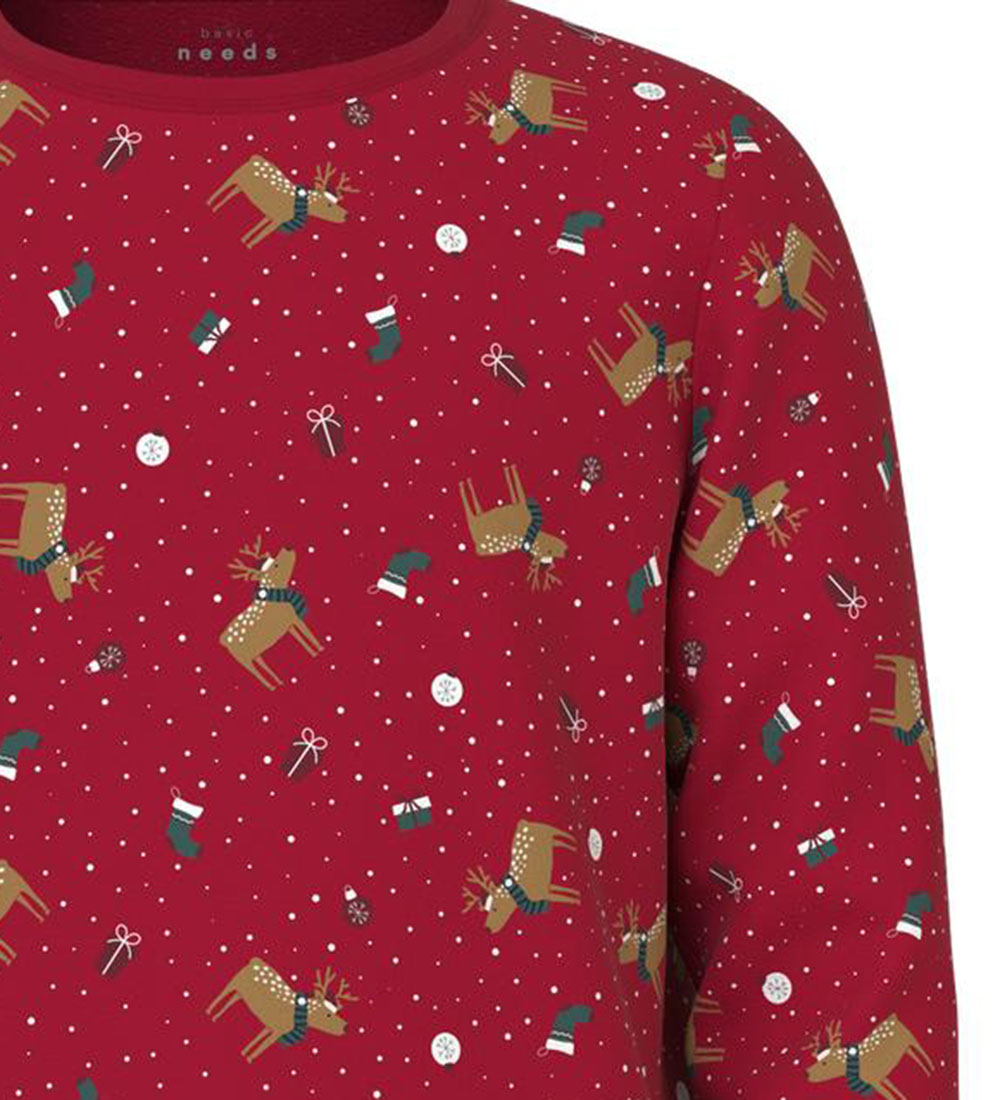 Name It Nattøj - NmnVismas - Jester Red m. Julemotiver