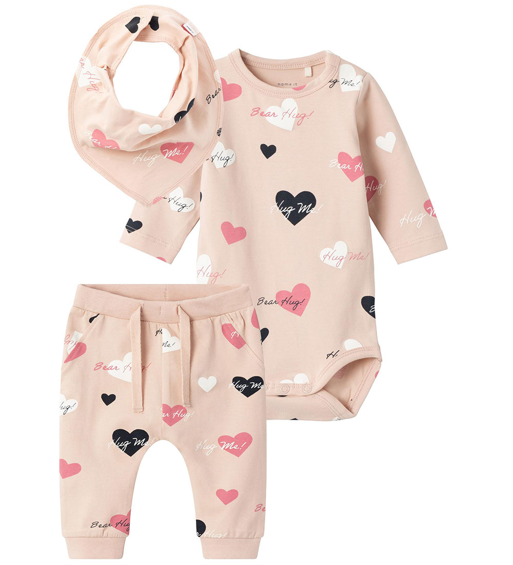 Name It Bodysæt - Body/Bukser/Savlesmæk - NbfRilla - Rose Smoke