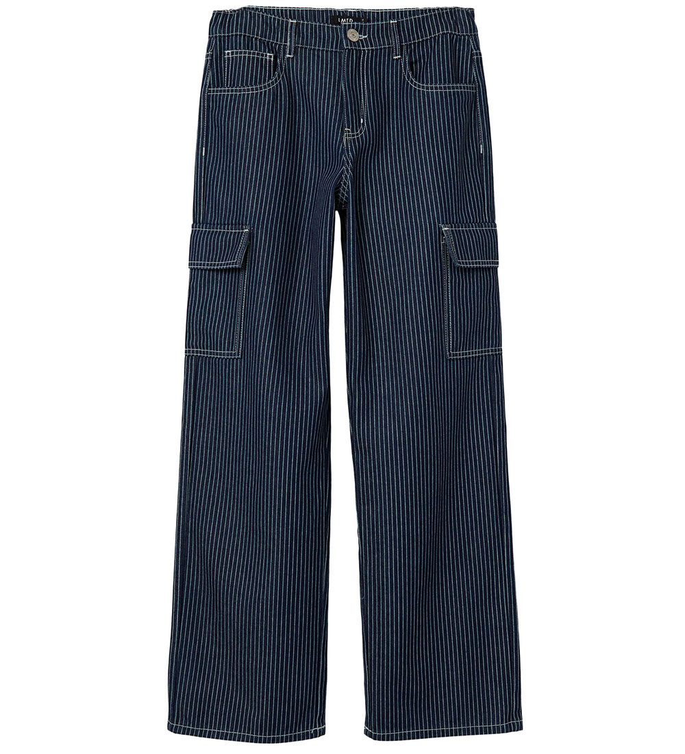 LMTD Jeans - NlnNucas - Dark Blue Denim/White Stripes