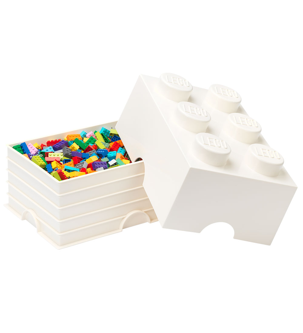 LEGO® Storage Opbevaringsboks - 6 Knopper - 37,5x25x18 - Hvid