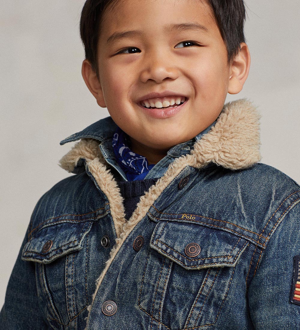 Polo Ralph Lauren Denimjakke m. For - Blå