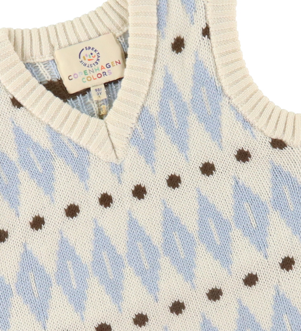 Copenhagen Colors Vest - Uld - Cream Blue Combi